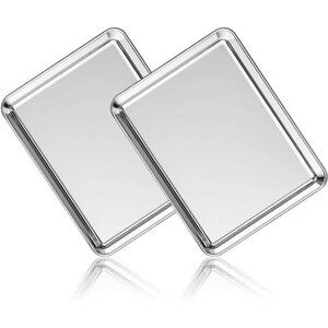 Stainless Steel Baking Sheet Set of 2, Deedro Cookie Sheet Metal Baking Pan Tray